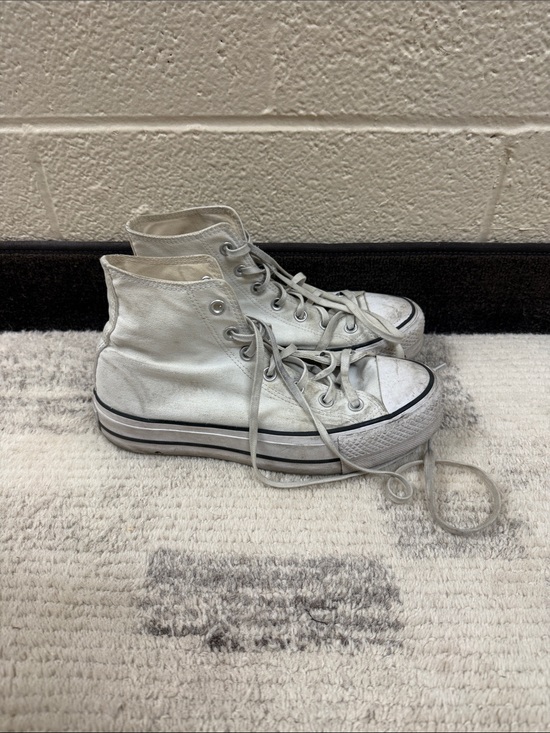 Converse Shoes - Converse White High-Top Canvas Sneakers with Black Trim
